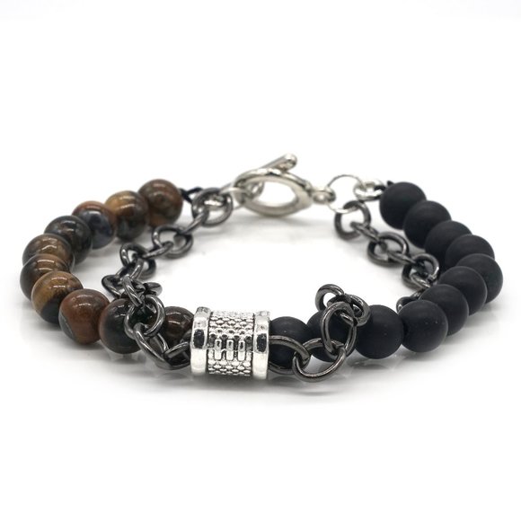 My Bead Emporium Other - 🎉 Host Pick 🎉 Men's bracelet lava rock & Tiger's Eye stones. Toggle clamp.